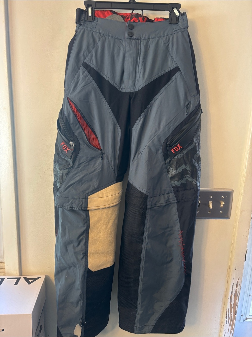 Fox Men’s Gray, Black and Tan Cargo Racing Pants